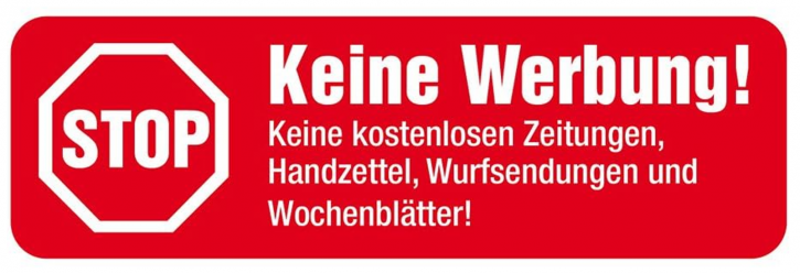 1 x Brandengel® Keine Werbung Aufkleber - Schild rot extra Starke Folie - Sticker (Stop Keine Werbung ! Keine Kostenlose Zeitung, Handzettel, Wurfsendungen und Wochenblätter) für den Briefkasten