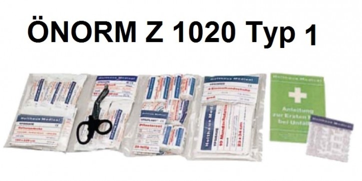 Erste-Hilfe-Füllung  Füllsortiment ÖNORM Z 1020 Typ 1,  63-Teilig