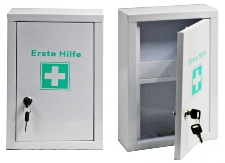 kleiner Erste- Hilfe- Schrank weiß pulverbeschichtet- leer-