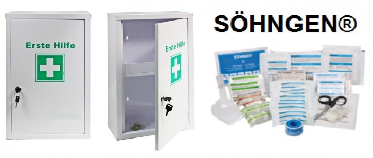 großer Erste- Hilfe- Schrank pulverbeschichtet, mit Füllung DIN 13157- SÖHNGEN®
