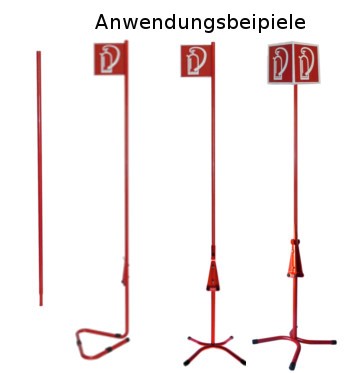 Zusatz Stange für Feuerlöscher- Ständer Rohrstahl rot lackiert