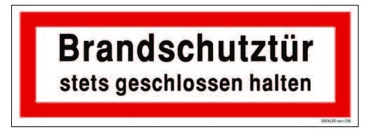 Brandschutztür stets geschlossen halten Textschild DIN 4066