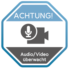 Brandengel® Achtung Audio Video überwacht Gr.:   63 x 63 mm selbstklebende Folie