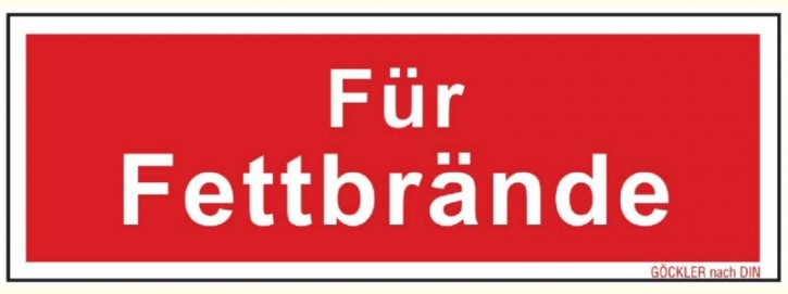 Folie Selbstklebend, 200 x 75 mm, Für Fettbrände Zusatzschild zu Feuerlöscher Symbol Schild F05