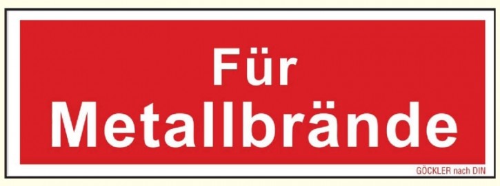 Folie Nachleuchtend selbstklebend, 200 x 75 mm, Für Metallbrände Zusatzschild zu Feuerlöscher Symbol Schild F05