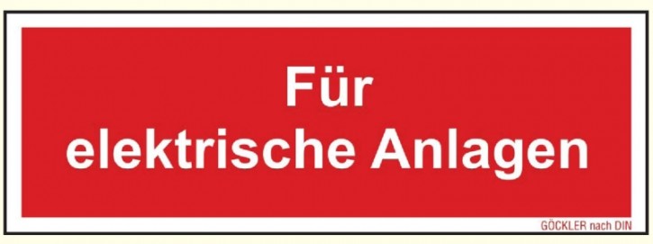 Kunststoff-Platte, 200 x 75 mm, Für elektrische Anlagen Zusatzschild zu Feuerlöscher Symbol Schild F05