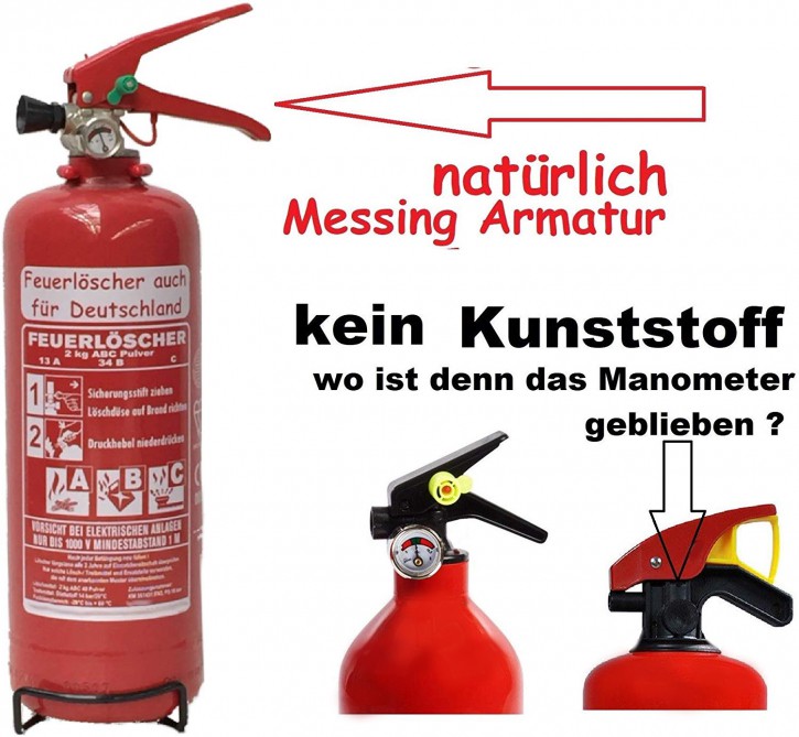 Feuerlöscher 2kg ABC Auto Pulver EN 3, mit oder ohne Instandhaltungsnachweis erhältlich! Boot Camping KFZ Halter extra großem Griff