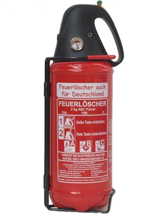 2 kg Feuerlöscher Pulver ABC DIN EN 3 Auto Boot Freizeit Camper KFZ Halter, mit oder ohne Instandhaltungsnachweis erhältlich!