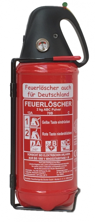 2 kg Feuerlöscher Feuerlöscher auch für Deutschland Pulver ABC DIN EN 3 Auto Boot Freizeit Camper KFZ Halter, mit oder ohne Instandhaltungsnachweis erhältlich!