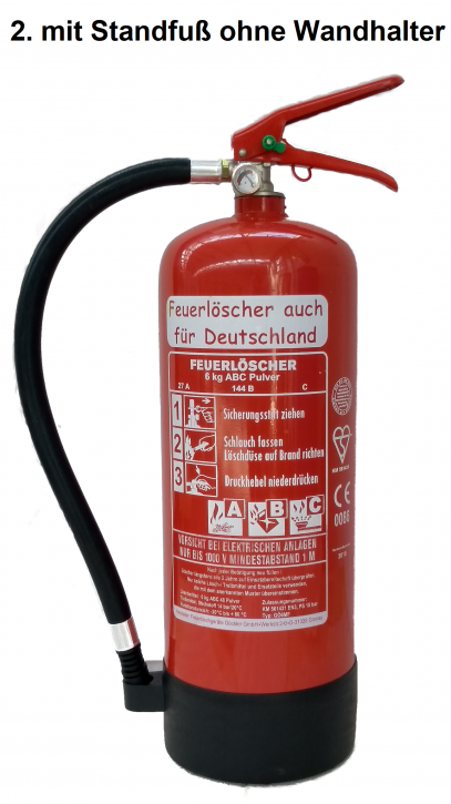 Brandengel Feuerlöscher 6kg ABC Pulverlöscher mit Manometer EN 3 , Messingarmatur Sicherheitsventil , MIT Kunststoffstandfuß , OHNE Wandhalter, mit oder ohne Instandhaltungsnachweis erhältlich!