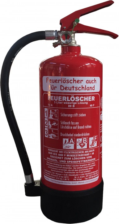 3 L Fettbrand Feuerlöscher DIN EN 3,  GS ,  Rating: 13 A, 89 B, 40F = 4 LE mit oder ohne Instandhaltungsnachweis erhältlich Hotel Haushalt Küche Gastro