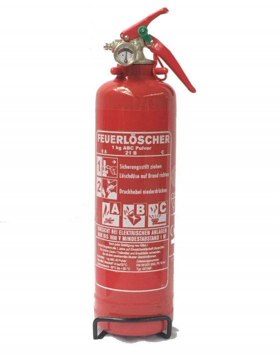 1 kg Komfort Feuerlöscher Pulver ABC Auto EN 3 KFZ Halter, mit oder ohne Instandhaltungsnachweis erhältlich!