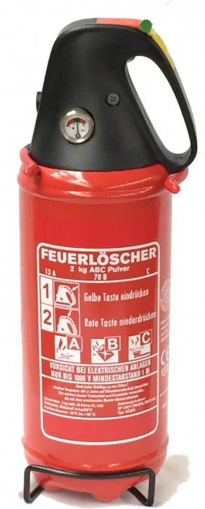 2 kg Feuerlöscher Pulver ABC DIN EN 3 Auto Boot Freizeit Camper KFZ Halter