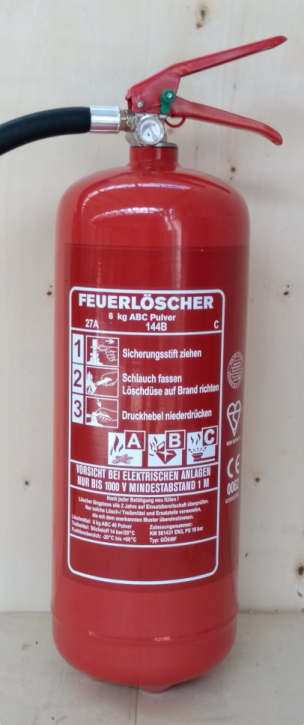 NEU OVP Feuerlöscher ABC Pulver 6 kg EN3 + Manometer ohne Standfuß ohne Wandhalter