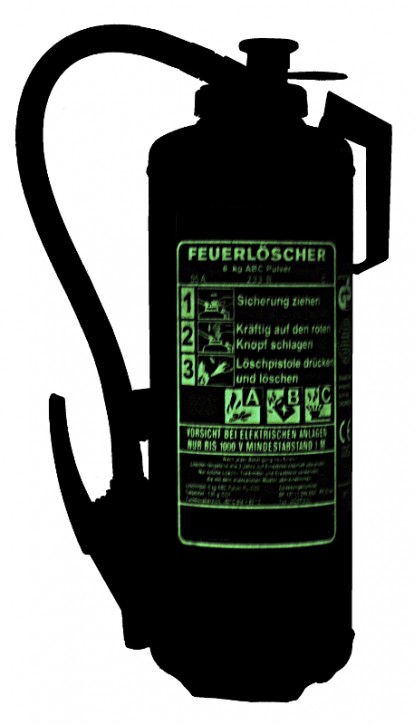 NEU  6 kg ABC- Pulver- Auflade- Feuerlöscher DIN EN 3 , GS , Rating: 55 A, 233 B, C = 15 LE , Mit nachleuchtender Beschriftung. Mit oder ohne Instandhaltungsnachweis erhältlich!