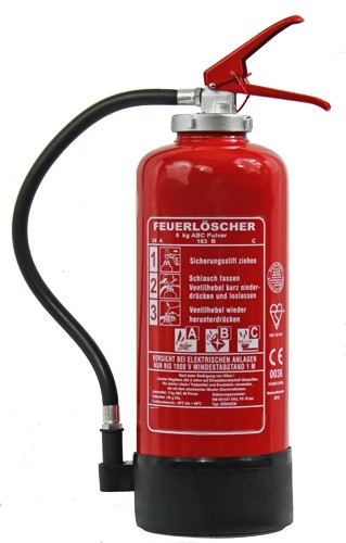 6 kg ABC-Pulver-Auflade-Feuerlöscher EN 3 Rating: 10 LE, 34 A, 183 B, mit oder ohne Instandhaltungsnachweis erhältlich!