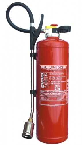 12 kg Metallbrand Pulver Auflade Feuerlöscher DIN EN 3 , Brandklasse: D, mit oder ohne Instandhaltungsnachweis erhältlich!