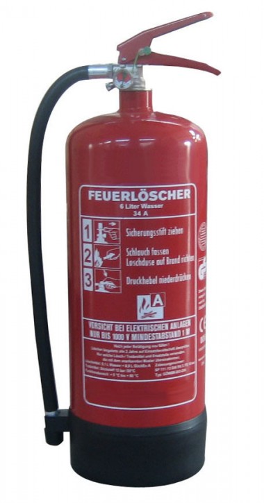 6 L Wasser Feuerlöscher DIN EN 3, GS , Rating: 10 LE, 34 A, mit oder ohne Instandhaltungsnachweis erhältlich!