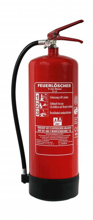 NEU OVP 9 L Wasser Feuerlöscher DIN EN 3 GS + Manometer + Standfuß + Wandhalter, mit oder ohne Instandhaltungsnachweis erhältlich!