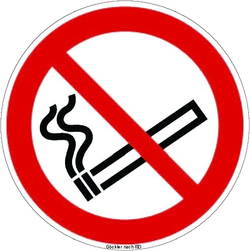 Rauchen verboten-Symbol-Schild ISO 7010 /P002 in 200 mm Ø