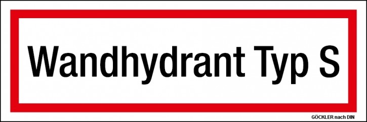 Zusatzschild Wandhydrant Typ S Gr.: 200 x 75 mm