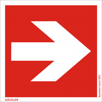 Richtungsangabe-Symbol-Schild gerade,Gr.: 200 x 200 mm,Folie selbstklebend rot,Symbol nach ISO 7010