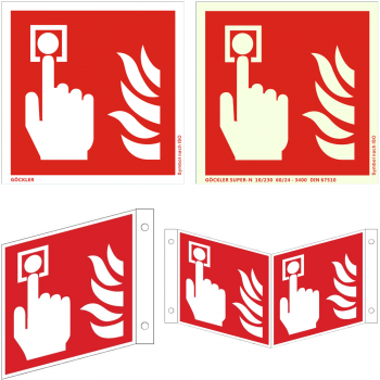 Brandschutzzeichen Brandmelder Feuermelder ( manuel ) - Schild ISO 7010 F005, von 150- 200 mm