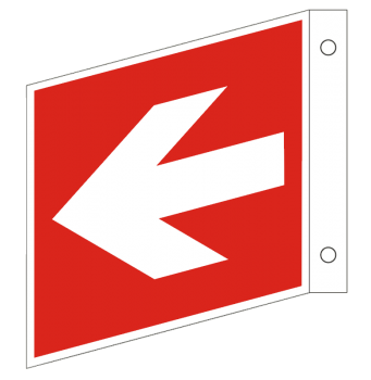 Fahnenschild Richtungsangabe-Symbol-Schild gerade, Gr.: 200 x 200 mm, Kunststoffplatte nicht klebend  rot, nach ISO