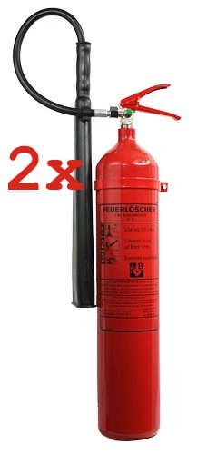 2er Paket 5 kg Kohlendioxid- Feuerlöscher DIN EN 3, GS , Rating: 05 LE, 89B, mit oder ohne Instandhaltungsnachweis erhältlich!