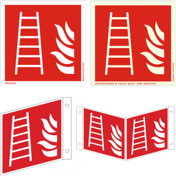 Leiter- Rettungsleiter- Feuerleiter Brandschutzschild Schild ISO 7010 F003, von 150- 200 mm