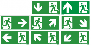 Fluchtwegschild Richtungsangabe ( Notausgang ) Flucht Rettungswegzeichen Rettungsweg Schild DIN EN ISO 7010 F001, ASR A1.3