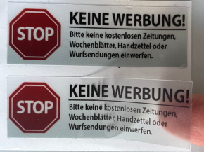 1x Brandengel® Keine Werbung Aufkleber - Schild – Folie transparent Sticker (Stop Bitte Keine Kostenlose Zeitung, Flyer, Handzettel, Wurfsendungen, Wochenblätter, Werbung) für den Briefkasten