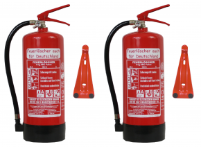 2er Pack 6 kg ABC-Pulver-Dauerdruck-Feuerlöscher DIN EN 3, SP 104/ 13, GS, außenliegendes Prüfventil Rating: 10 LE, 34 A, 183 B, mit oder ohne Instandhaltungsnachweis erhältlich!