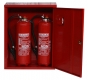 2 er Stahlblechschutzschrank rot mit Schloß u. Scheibe für 2 St. 6/ 9/ 12 kg Gerät Plombierbar