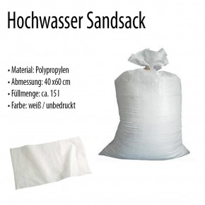 10x Hochwasser Sandsäcke Beutel mit Band Befestigungsband (40x60cm) PP THW Feuerwehr Hochwassersäcke Sandsack Verschließbar -ungefüllt-