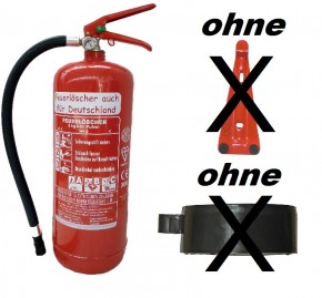 Feuerlöscher 6kg ABC Pulverlöscher mit Manometer EN 3 , Messingarmatur Sicherheitsventil , OHNE Kunststoffstandfuß , OHNE Wandhalter, mit oder ohne Instandhaltungsnachweis erhältlich!