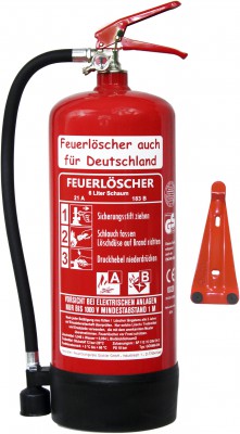 6L Schaum AB Feuerlöscher DIN EN3 GS, 6 LE mit oder ohne Prüfnachweis mit Jahresmarken erhältlich, + Wandhalter Manometer OVP NEU Haushalt Gewerbe Handwerk