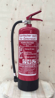 6 kg Feuerlöscher auch für Österreich Pulver ABC 43A DIN EN 3 GS Haushalt Wandhalter Manometer, mit oder ohne Instandhaltungsnachweis erhältlich! 43 A, 233 B, C = 12 LE, Messingarmatur Sicherheitsventil