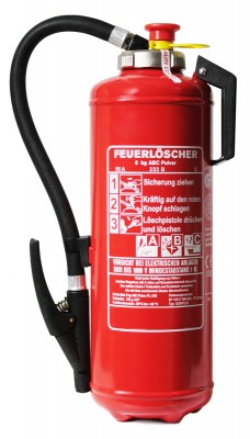 NEU  6 kg ABC- Pulver- Auflade- Feuerlöscher DIN EN 3 , GS , Rating: 55 A, 233 B, C = 15 LE , Mit nachleuchtender Beschriftung. Mit oder ohne Instandhaltungsnachweis erhältlich!