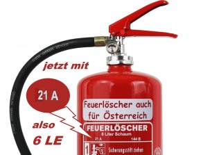 6 L Feuerlöscher auch für Österreich Schaum AB DIN EN 3 GS Haushalt Hotel Wandhalter Manometer, mit oder ohne Instandhaltungsnachweis erhältlich!